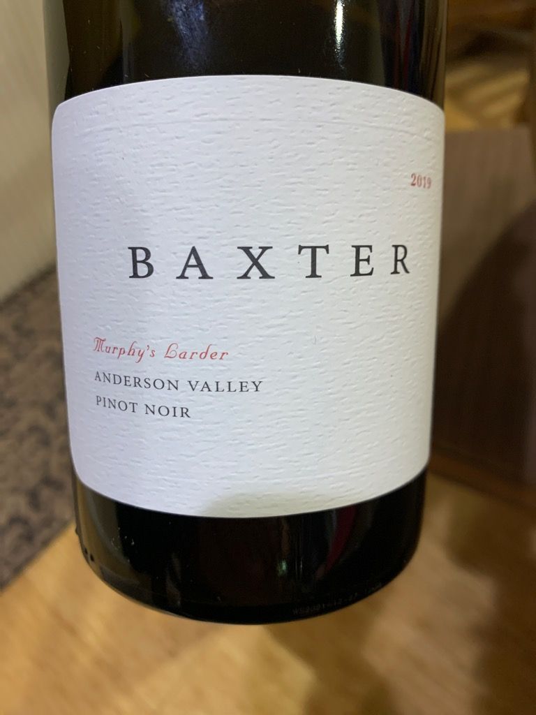 2019 Baxter Pinot Noir Murphy S Larder USA California North Coast