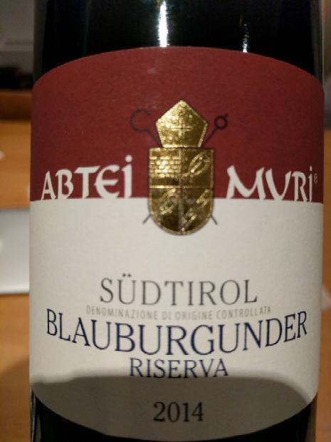 2014 Muri Gries Blauburgunder Riserva Abtei Muri Italy Trentino Alto