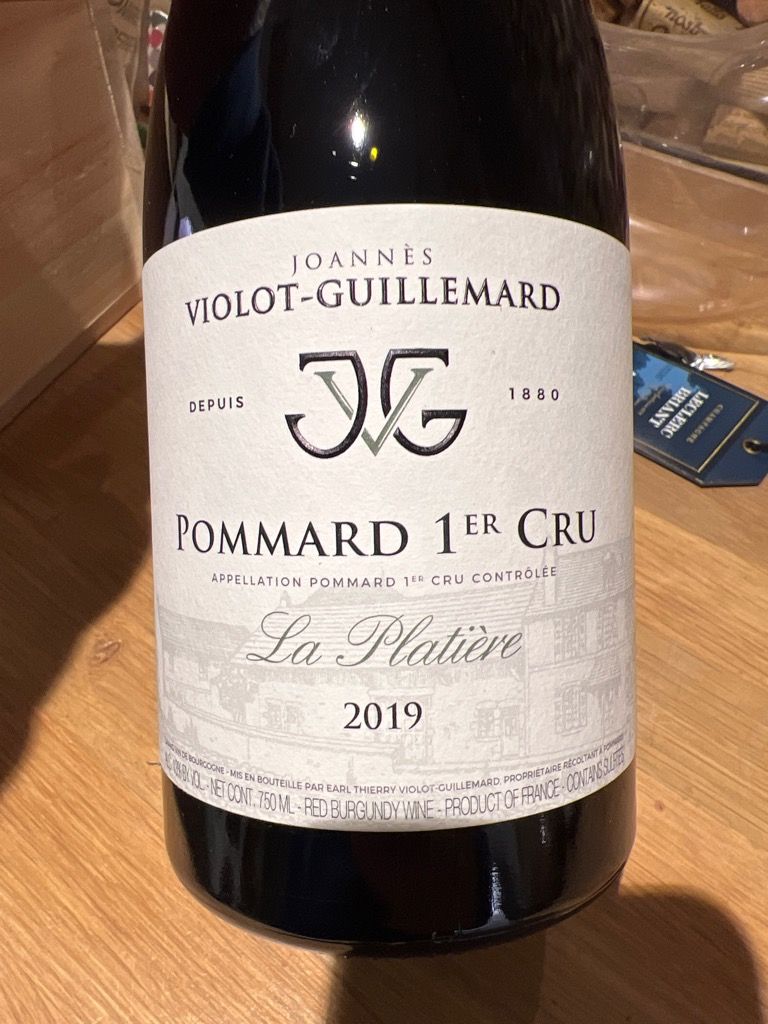 2019 Joannès Violot Guillemard Pommard 1er Cru La Platière France