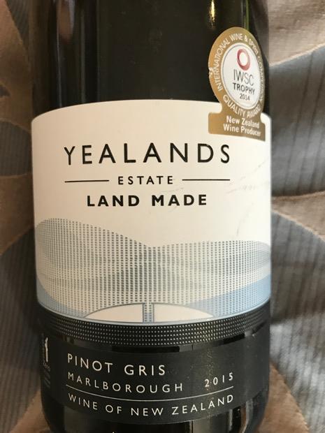 2016 Yealands Estate Pinot Gris Land Made New Zealand South Island