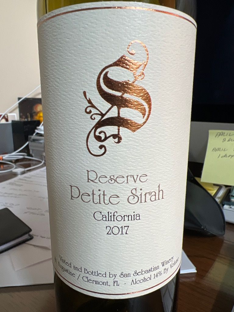 2021 San Sebastian Winery Petite Sirah Reserve USA California