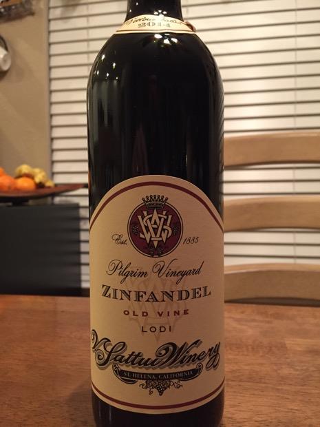 2014 V Sattui Winery Zinfandel Old Vine Pilgrim Vineyard Lodi USA