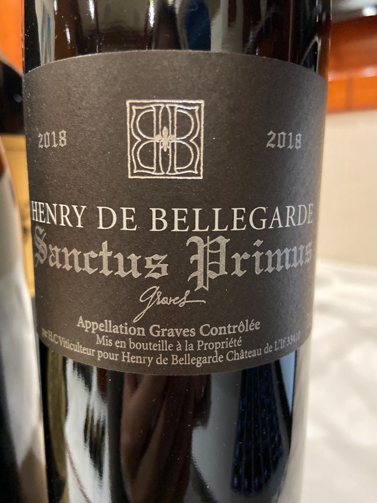 2016 Henry De Bellegarde Sanctus Primus France Bordeaux Graves