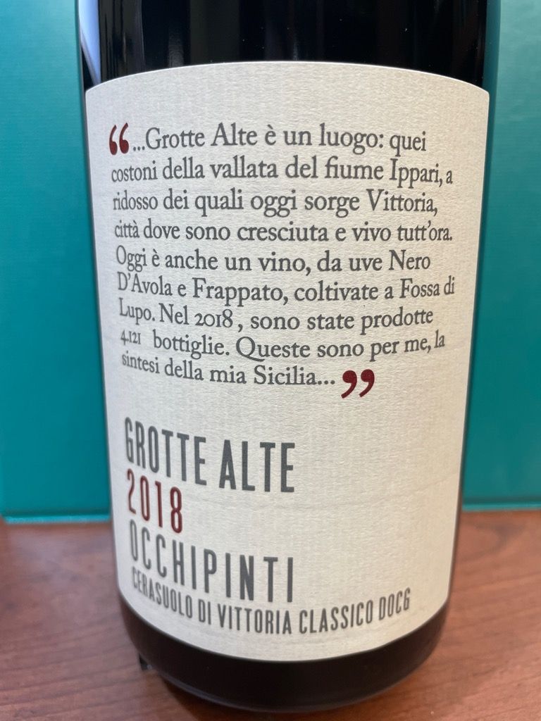 2018 Arianna Occhipinti Cerasuolo Di Vittoria Classico Grotte Alte