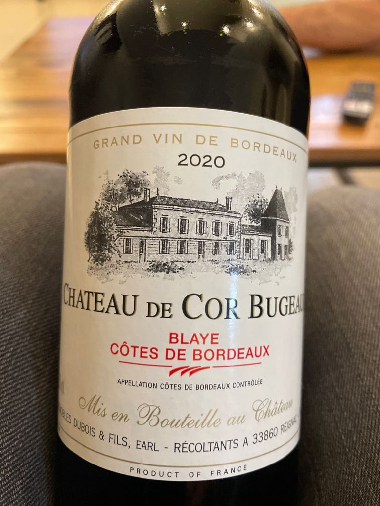 2020 Château de Cor Bugeaud France Bordeaux Blaye Côtes de Bordeaux