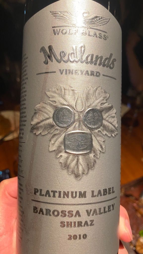 2010 Wolf Blass Shiraz Platinum Label Medlands Vineyard Australia