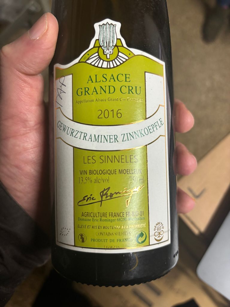 2016 Eric Rominger Gewurztraminer Zinnkoepflé Les Sinneles France