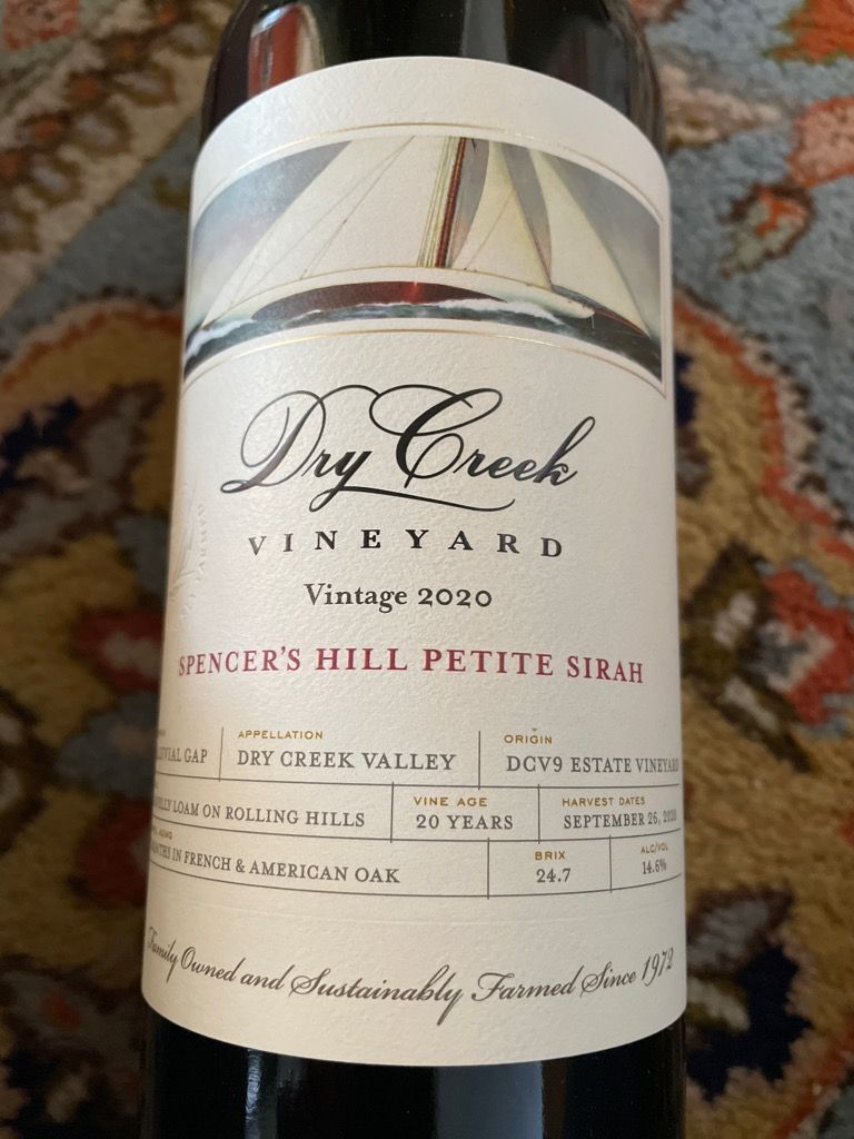 2020 Dry Creek Vineyard Petite Sirah Estate Spencer S Hill USA