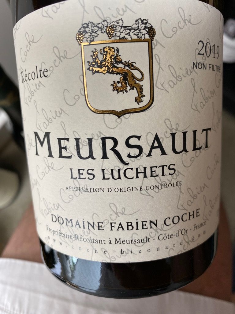 2020 Domaine Fabien Coche Meursault Les Luchets France Burgundy Côte