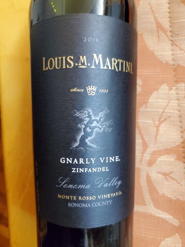 Louis M Martini Zinfandel Gnarly Vine Monte Rosso Vineyard Usa