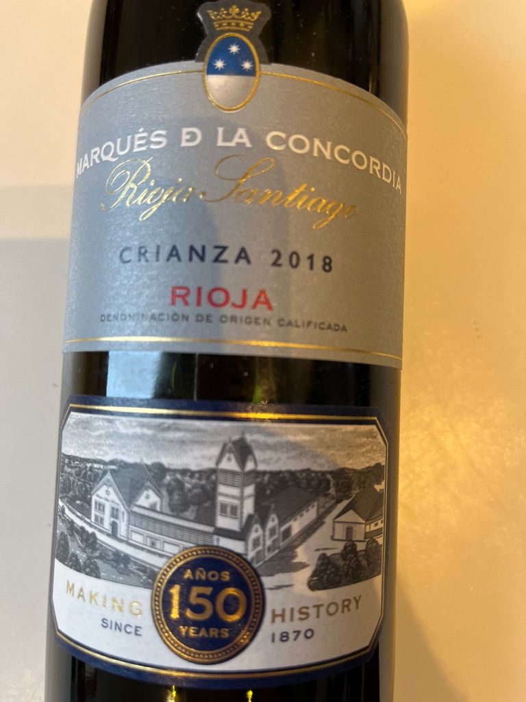 2018 Marqués de la Concordia Rioja Crianza Rioja Santiago S A Spain