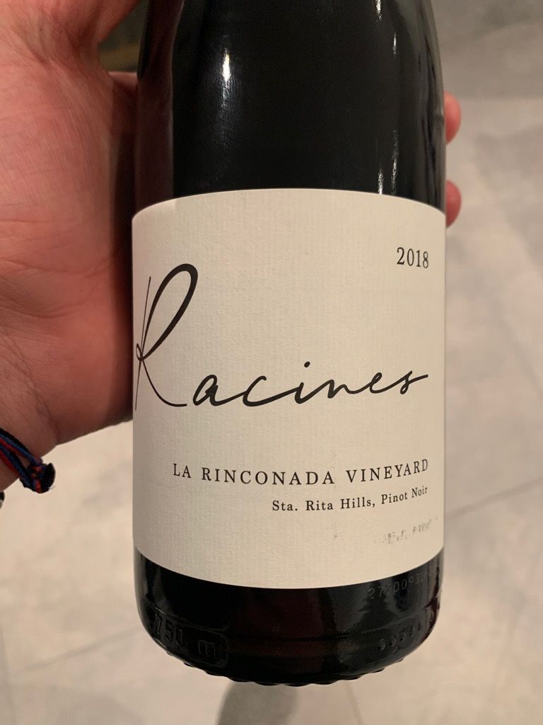 Racines Pinot Noir La Rinconada Vineyard Sta Rita Hills Usa