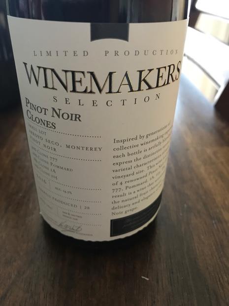 Nv Wente Vineyards Pinot Noir Winemakers Selection Clones Arroyo Seco