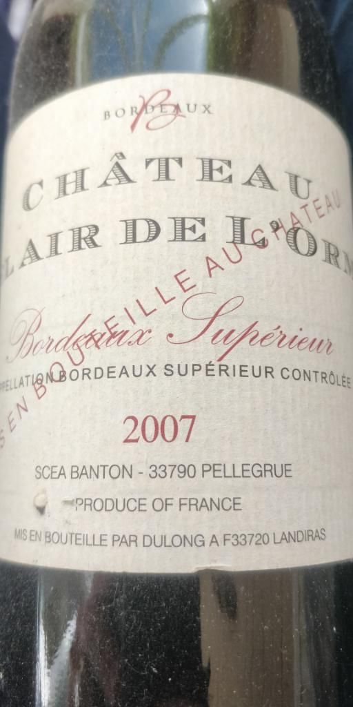 2007 Château Bel Air De L Orme France Bordeaux Bordeaux Supérieur