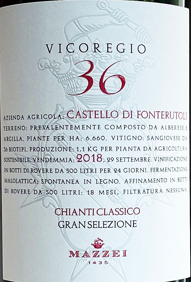 2018 Marchesi Mazzei Chianti Classico Vicoregio 36 Gran Selezione