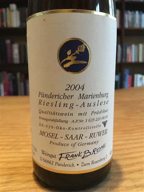 2007 Weingut Frank Brohl Pündericher Marienburg Riesling Auslese