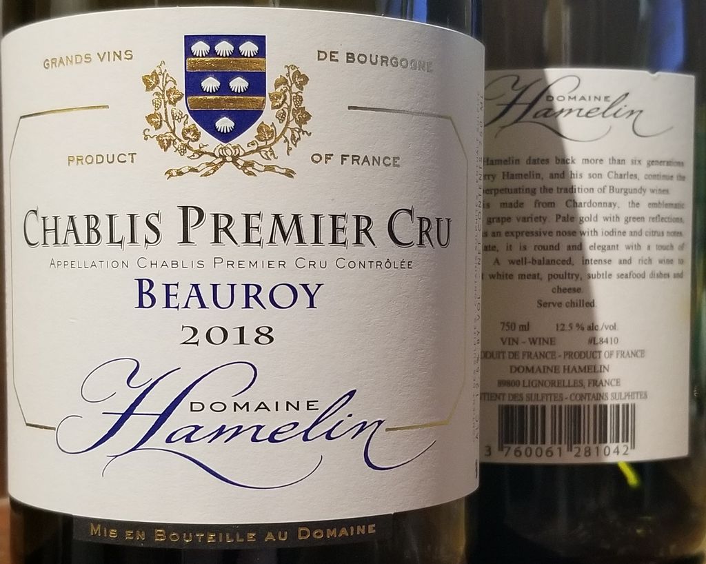 Domaine Hamelin Chablis Er Cru Beauroy France Burgundy Chablis