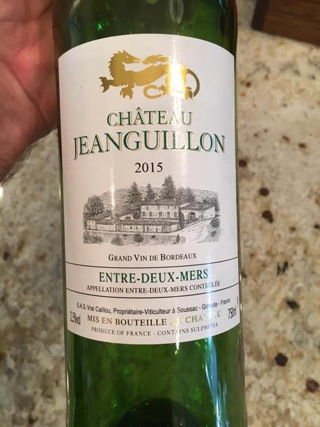 2015 Château JeanGuillon Blanc France Bordeaux Entre Deux Mers