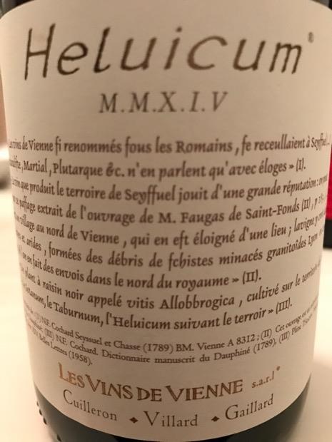 2014 Les Vins De Vienne Vin De Pays Des Collines Rhodaniennes Heluicum