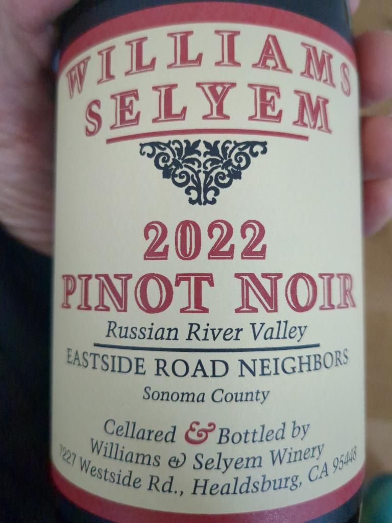 2022 Williams Selyem Pinot Noir Eastside Road Neighbors USA