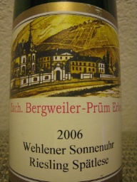 1990 Zach Bergweiler Prüm Erben Wehlener Sonnenuhr Riesling Spätlese