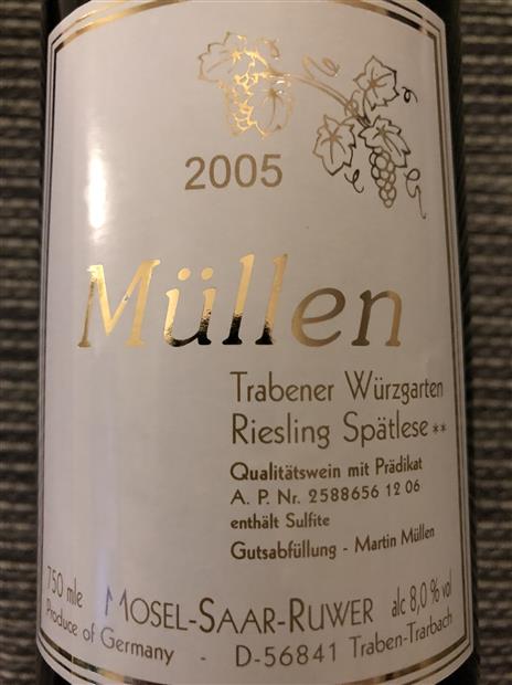 2019 Martin Müllen Trabener Würzgarten Riesling Spätlese Germany