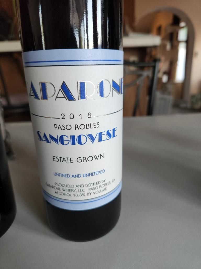 2019 Caparone Sangiovese Paso Robles USA California Central Coast