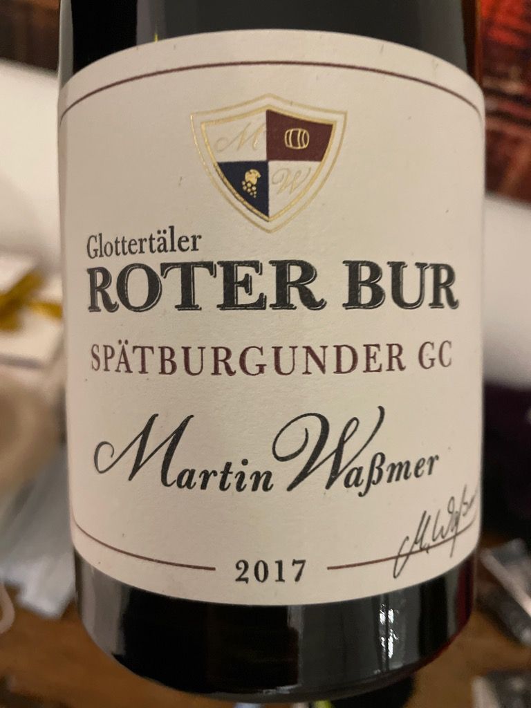 2017 Martin Waßmer Glottertäler Roter Bur Spätburgunder GC Germany