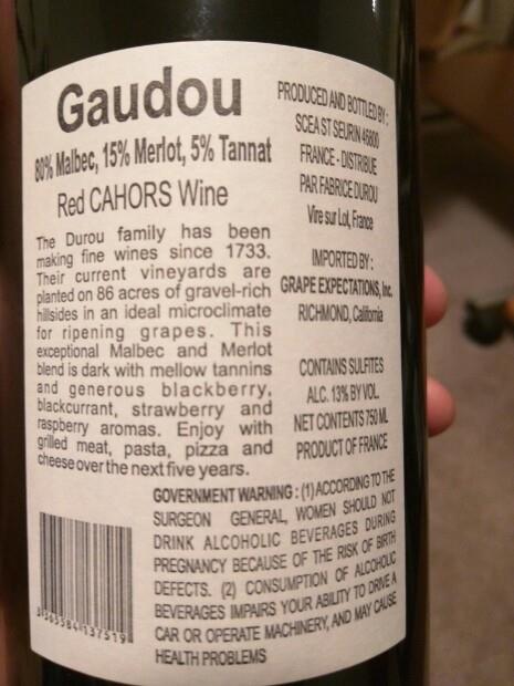 Ch Teau De Gaudou Cahors Malbec Merlot France Southwest France