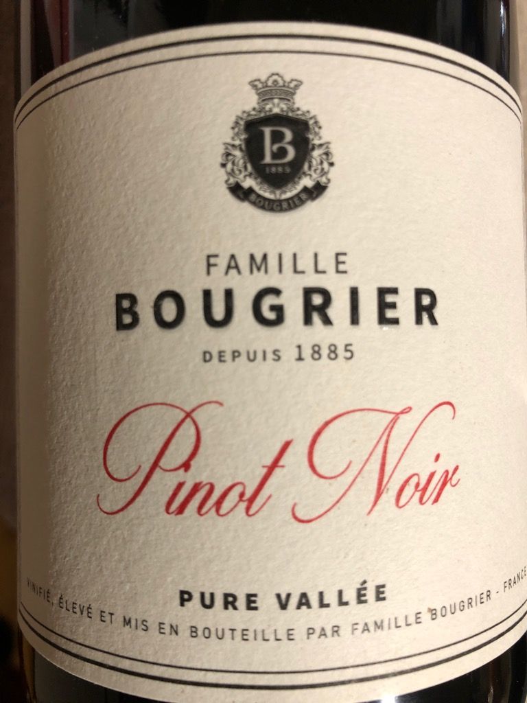 2019 Famille Bougrier Pinot Noir Pure Vallée France Loire Valley Vin