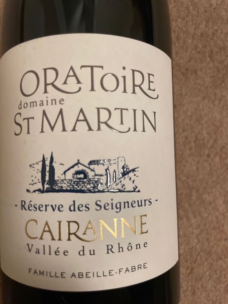 2021 Domaine de l Oratoire St Martin Cairanne Réserve des Seigneurs