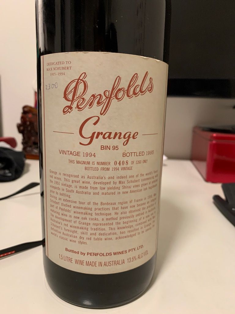 1994 Penfolds Grange - CellarTracker