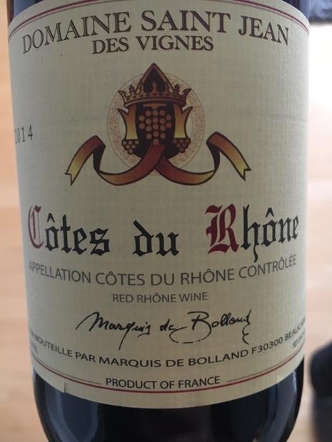 2011 Domaine Saint Jean des Vignes Côtes du Rhône, France, Rhône ...
