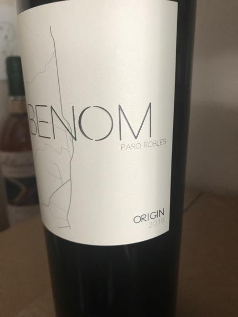 2016 Benom Wines Origin, USA, California, Central Coast, Paso Robles ...
