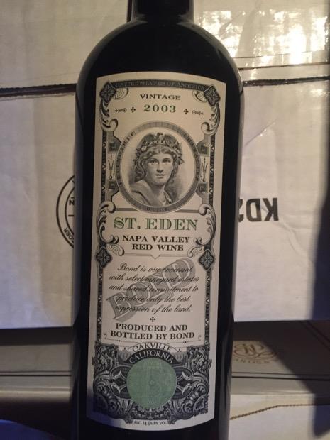 2003 BOND St. Eden - CellarTracker