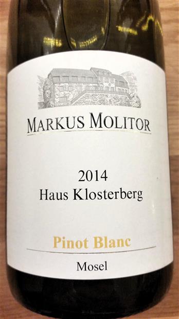 2014 Markus Molitor Haus Klosterberg Pinot Blanc Germany Mosel