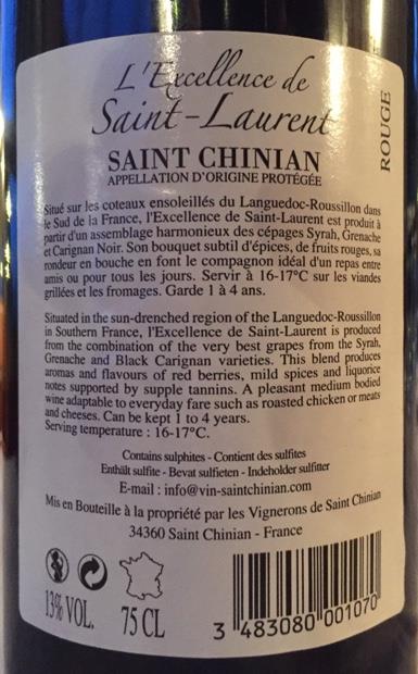 2014 La Cave des Vignerons de Saint Chinian Saint-Chinian L'Excellence ...
