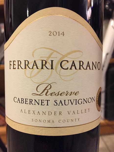 2014 Ferrari Carano Cabernet Sauvignon Reserve Usa California
