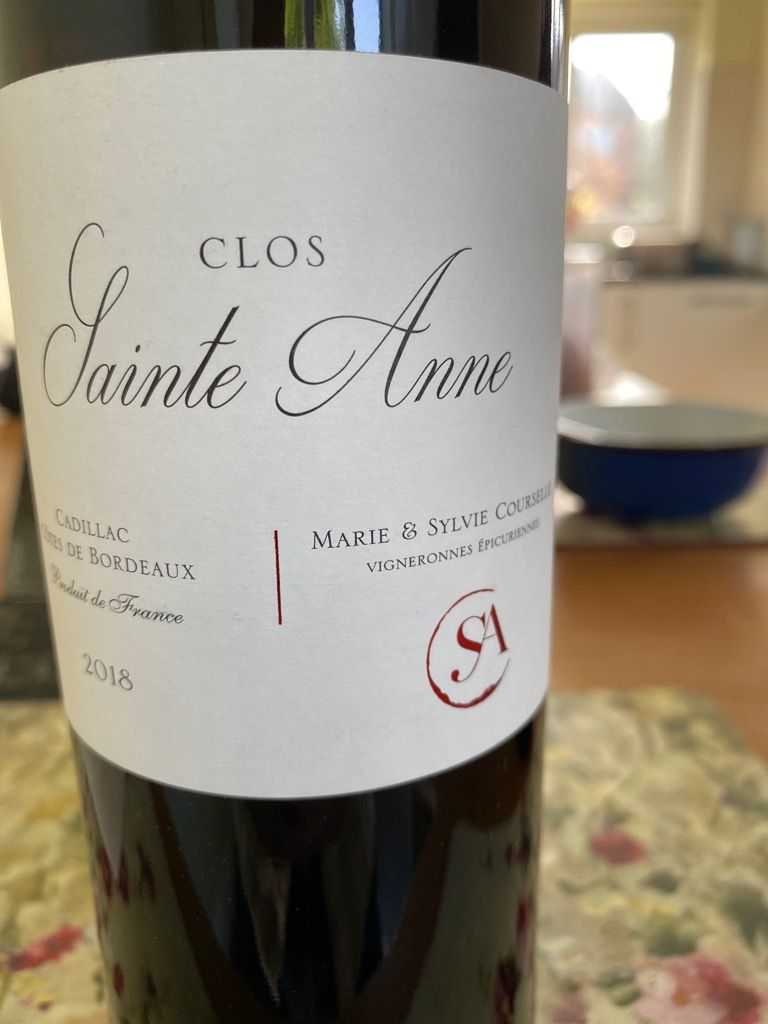 2018 Clos Sainte Anne, France, Bordeaux, EntreDeuxMers, Cadillac
