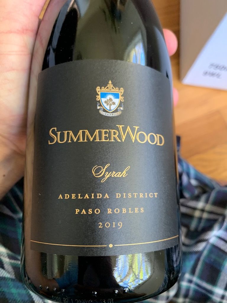 2020 Summerwood Syrah Paso Robles Adelaida District, USA, California, Central Coast, Paso Robles