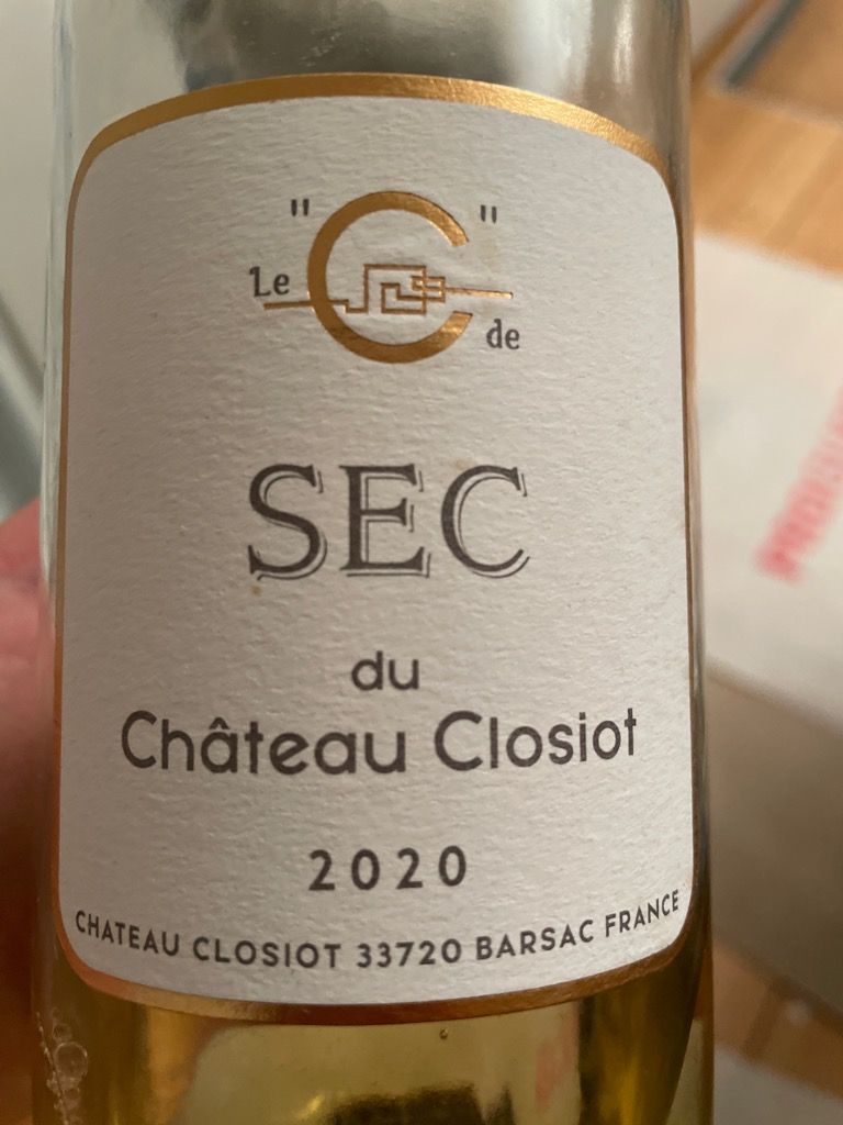 2020 Château Closiot C de Sec - CellarTracker