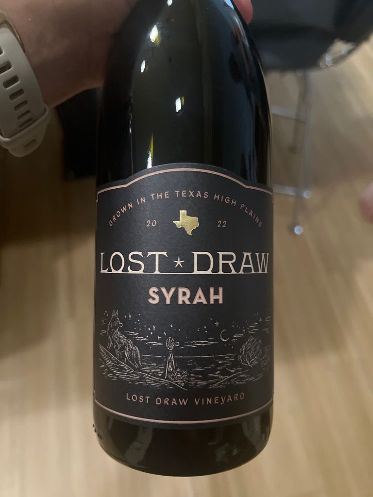 2022 Lost Draw Cellars Syrah, USA, Texas, Texas High Plains - CellarTracker