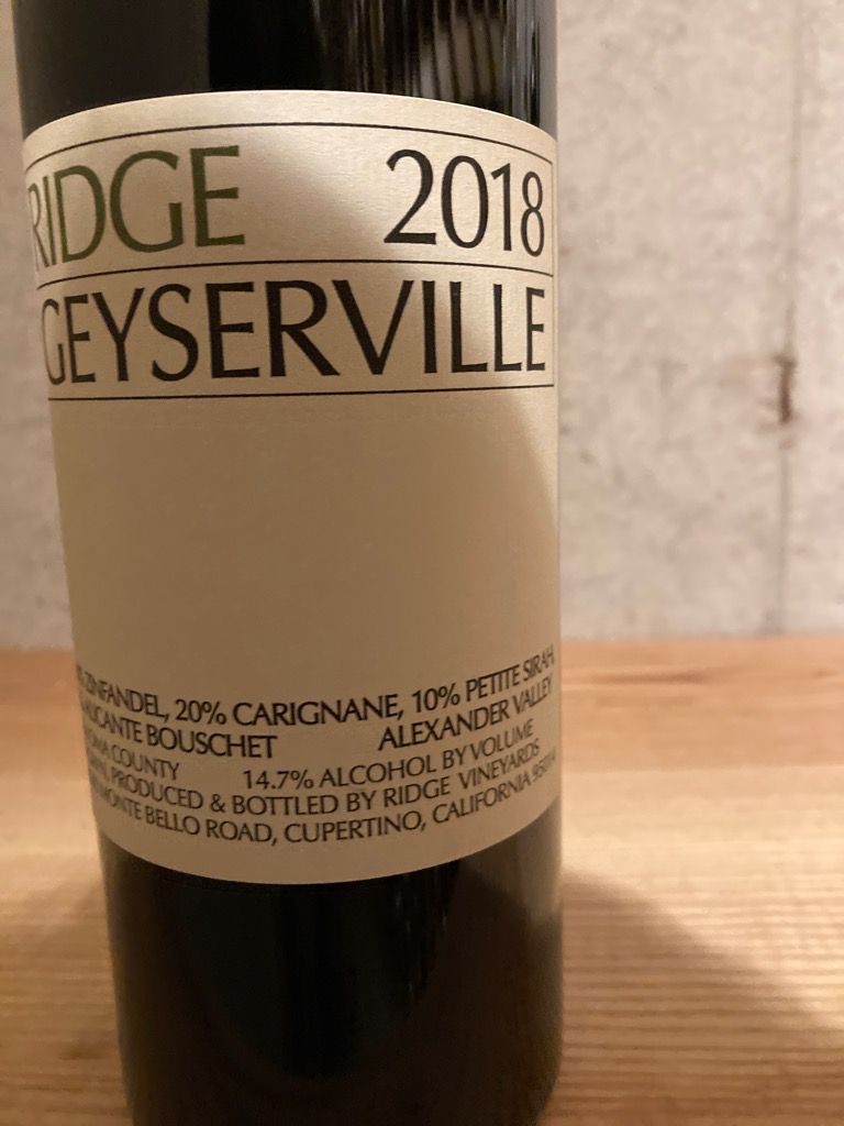 2018 Ridge Geyserville - CellarTracker