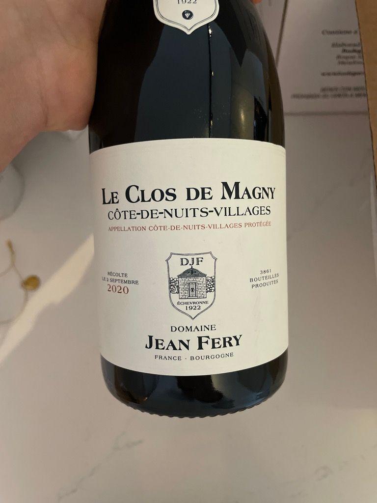 2020 Domaine Jean Féry & fils Côte de Nuits Villages Clos de Magny ...