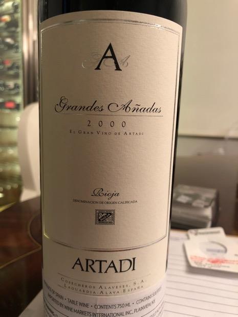 2000 Artadi Rioja Grandes Añadas, Spain, La Rioja, La Rioja Alavesa ...