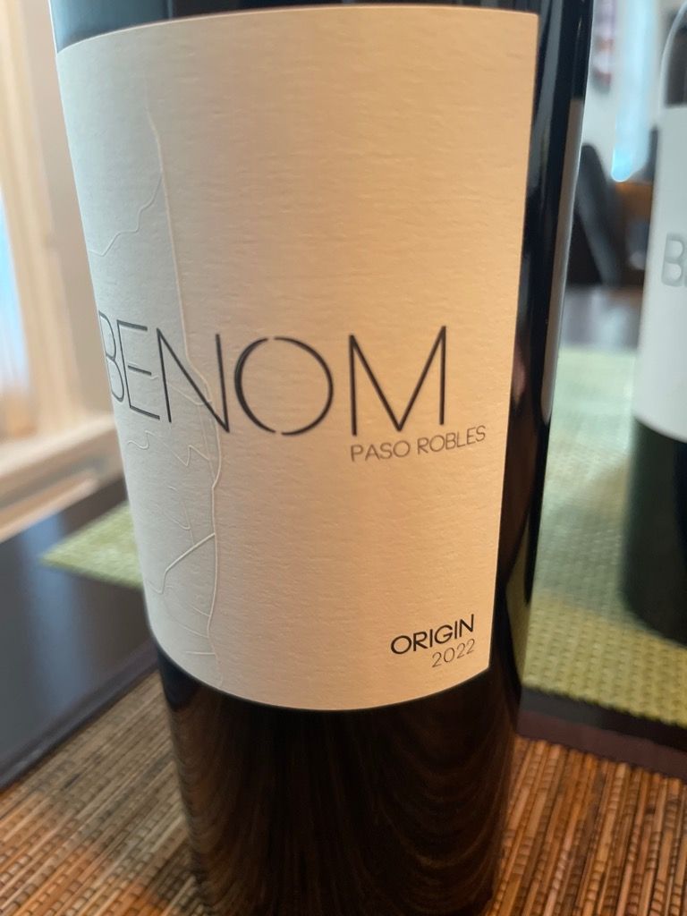 2022 Benom Wines Origin, USA, California, Central Coast, Paso Robles ...