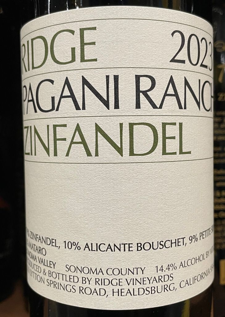 2023 Ridge Zinfandel Pagani Ranch - CellarTracker