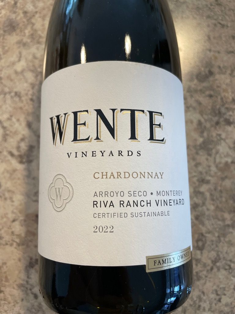 2022 Wente Vineyards Chardonnay Single Vineyard Riva Ranch Usa California Central Coast 0932