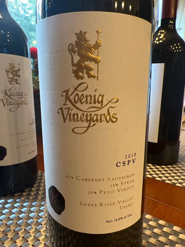 2018 Koenig Vineyards CSPV, USA, Idaho, Snake River Valley CellarTracker