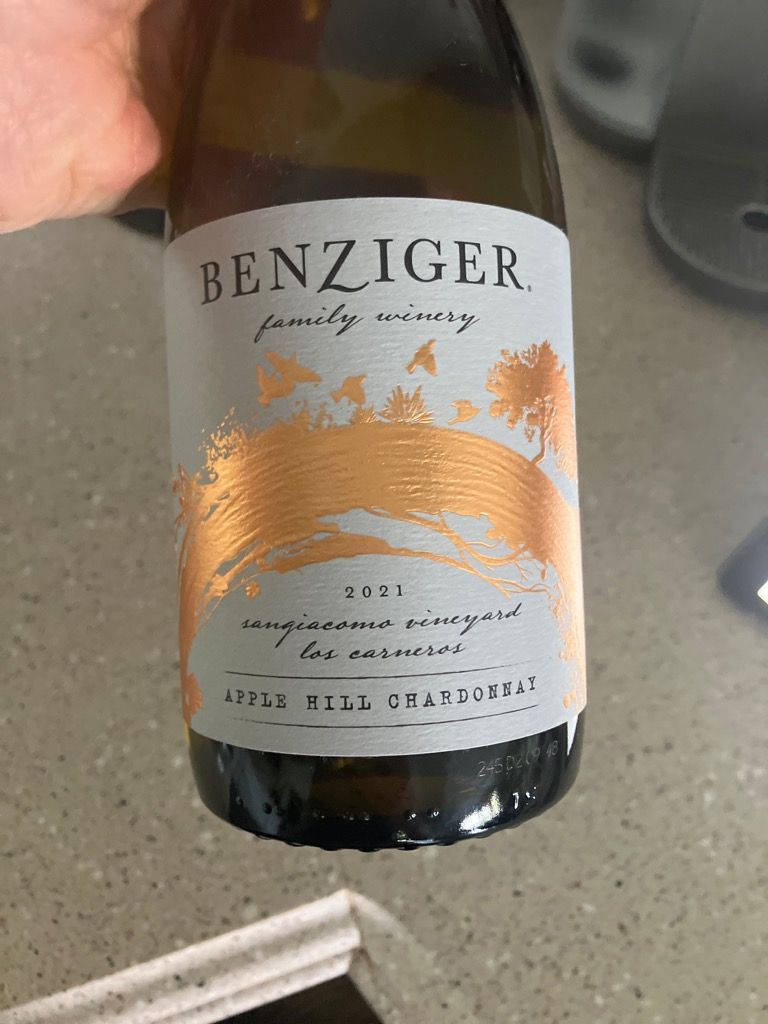 2021 Benziger Family Winery Chardonnay Apple Hill Sangiacomo Vineyard ...